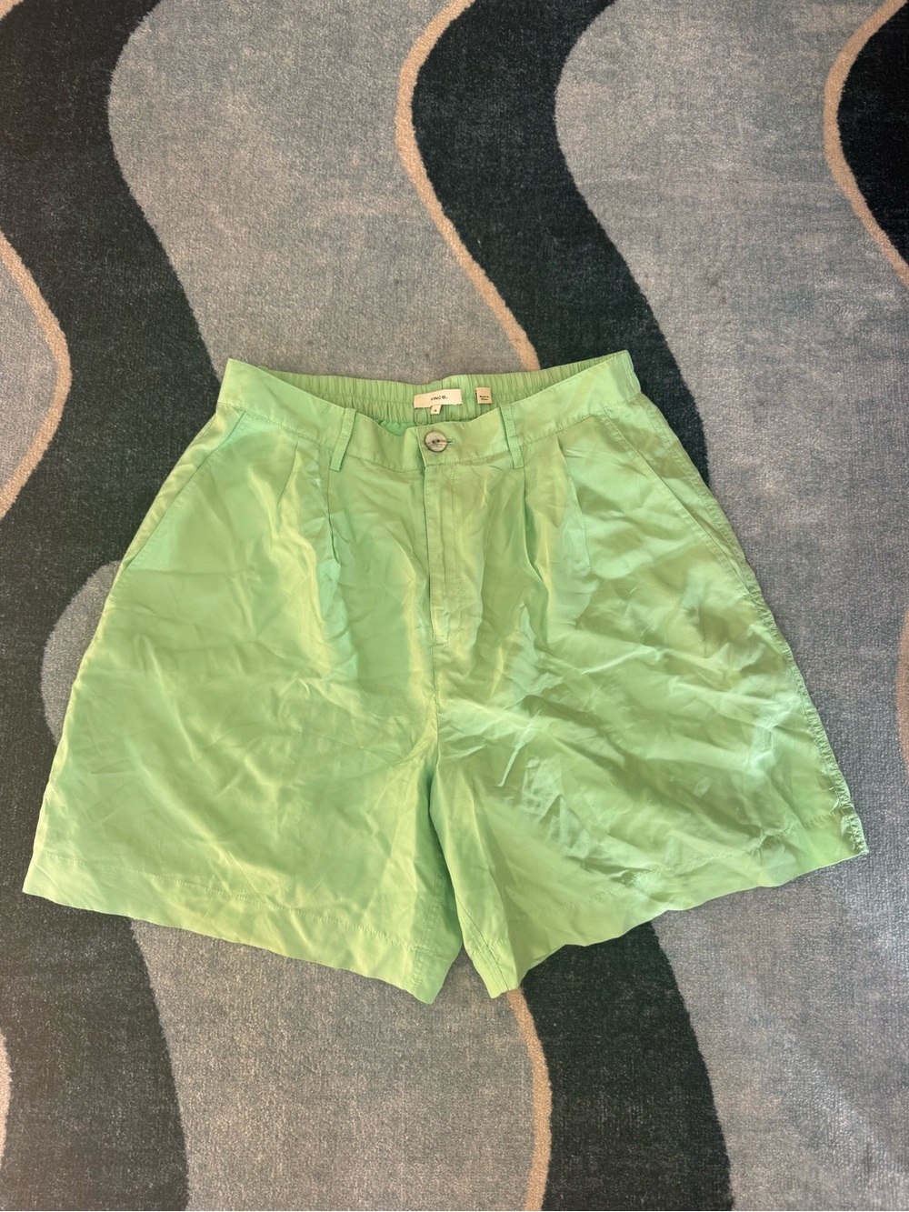 Vince Mint Green High-Waist Silk Shorts